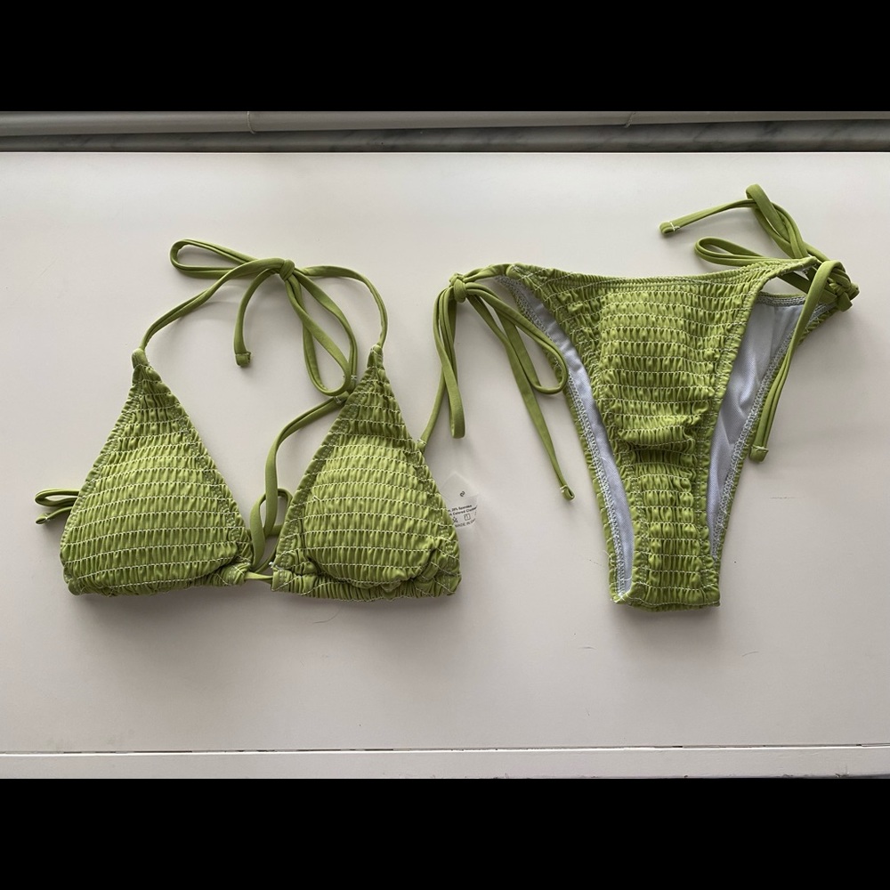 SHEIN green triangle bikini